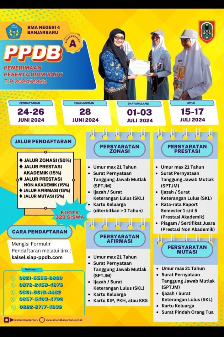 Siapkan diri kalian untuk masuk ke SMA Negeri 4 Banjarbaru!